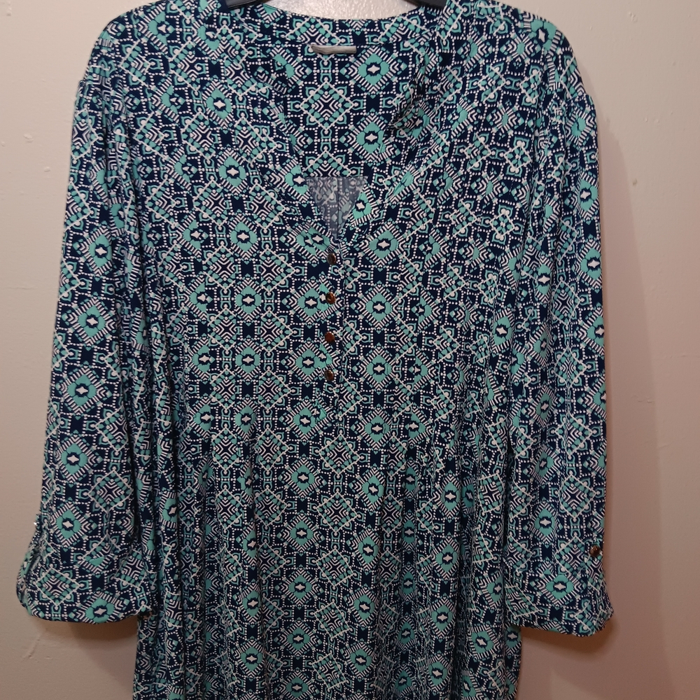 Women's Blue Patterned Top